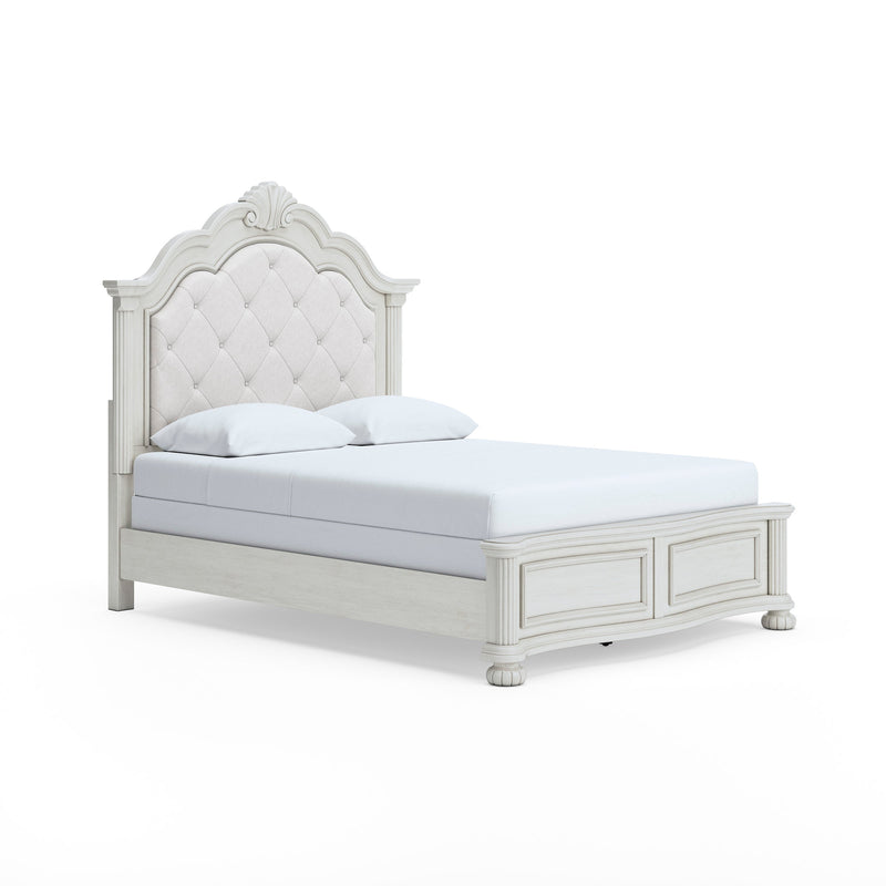 Montelaine Antique White Queen Upholstered Panel Bed from Ashley - Luna Furniture
