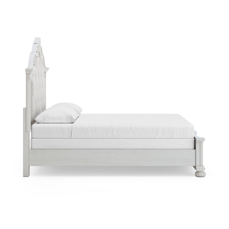 Montelaine Antique White Queen Upholstered Panel Bed from Ashley - Luna Furniture