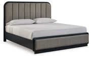 Rowanbeck King Upholstered Panel Bed with Mirrored Dresser from Ashley - Luna Furniture