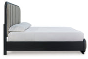 Rowanbeck King Upholstered Panel Bed with Mirrored Dresser from Ashley - Luna Furniture