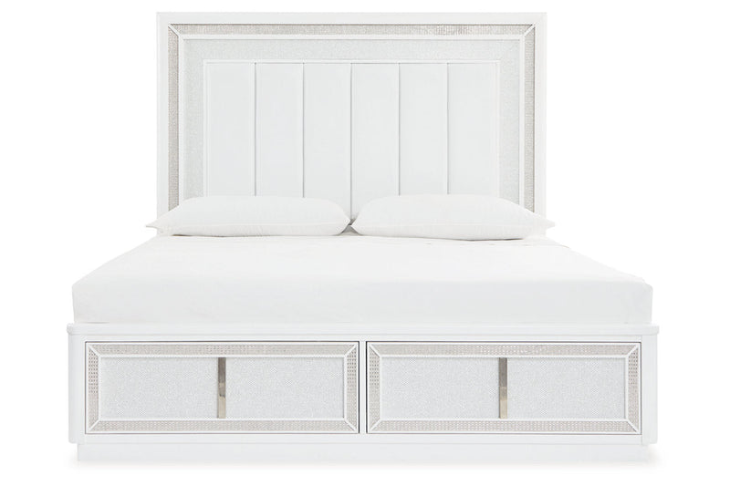 Chalanna White California King Upholstered Storage Bed from Ashley - Luna Furniture