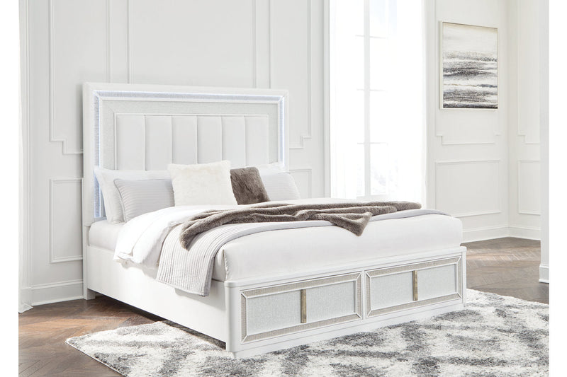 Chalanna White Queen Upholstered Storage Bed from Ashley - Luna Furniture