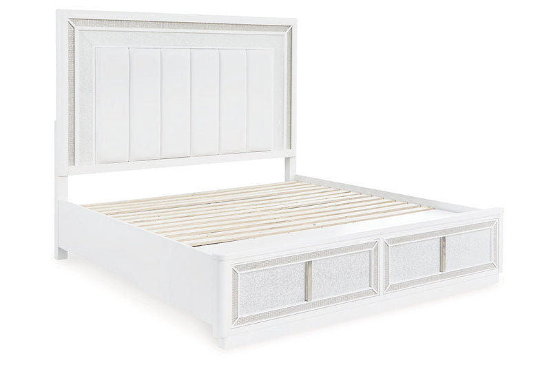 Chalanna White Queen Upholstered Storage Bed from Ashley - Luna Furniture