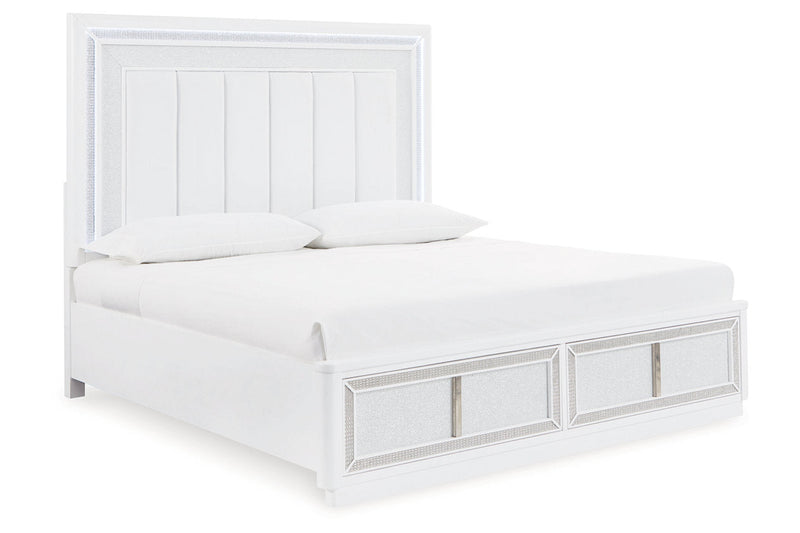 Chalanna White Queen Upholstered Storage Bed from Ashley - Luna Furniture