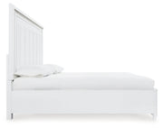 Chalanna White Queen Upholstered Storage Bed with Mirrored Dresser from Ashley - Luna Furniture