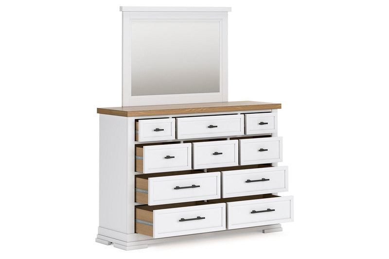 Ashbryn White/Natural Dresser and Mirror -  Ashley - Luna Furniture