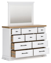 Ashbryn King Panel Storage Bed, Dresser and Mirror in White/Natural from Ashley - Luna Furniture