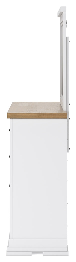 Ashbryn Queen Panel Storage Bed, Dresser and Mirror in White/Natural from Ashley - Luna Furniture