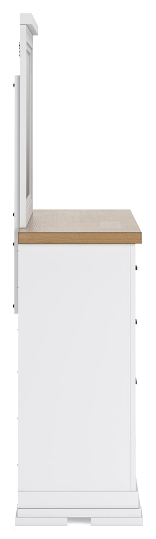 Ashbryn Queen Panel Storage Bed, Dresser and Mirror in White/Natural from Ashley - Luna Furniture