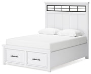 Ashbryn Queen Panel Storage Bed, Dresser and Mirror in White/Natural from Ashley - Luna Furniture