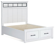 Ashbryn Queen Panel Storage Bed, Dresser and Mirror in White/Natural from Ashley - Luna Furniture