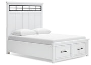 Ashbryn Queen Panel Storage Bed, Dresser and Mirror in White/Natural from Ashley - Luna Furniture