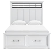 Ashbryn Queen Panel Storage Bed, Dresser and Mirror in White/Natural from Ashley - Luna Furniture