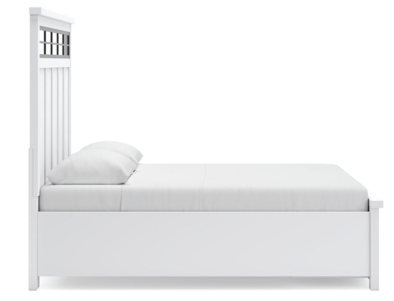 Ashbryn Queen Panel Storage Bed, Dresser and Mirror in White/Natural from Ashley - Luna Furniture