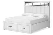 Ashbryn White/Natural California King Panel Storage Bed -  Ashley - Luna Furniture