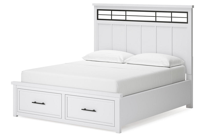 Ashbryn White/Natural California King Panel Storage Bed -  Ashley - Luna Furniture