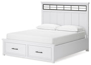 Ashbryn California King Panel Storage Bed, Dresser and Mirror in White/Natural from Ashley - Luna Furniture