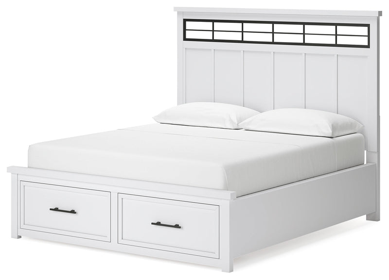 Ashbryn California King Panel Storage Bed, Dresser and Mirror in White/Natural from Ashley - Luna Furniture