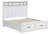Ashbryn White/Natural California King Panel Storage Bed -  Ashley - Luna Furniture