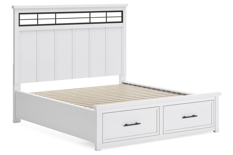 Ashbryn White/Natural California King Panel Storage Bed -  Ashley - Luna Furniture