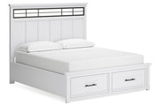 Ashbryn White/Natural California King Panel Storage Bed -  Ashley - Luna Furniture