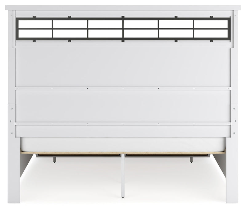 Ashbryn California King Panel Storage Bed, Dresser and Mirror in White/Natural from Ashley - Luna Furniture