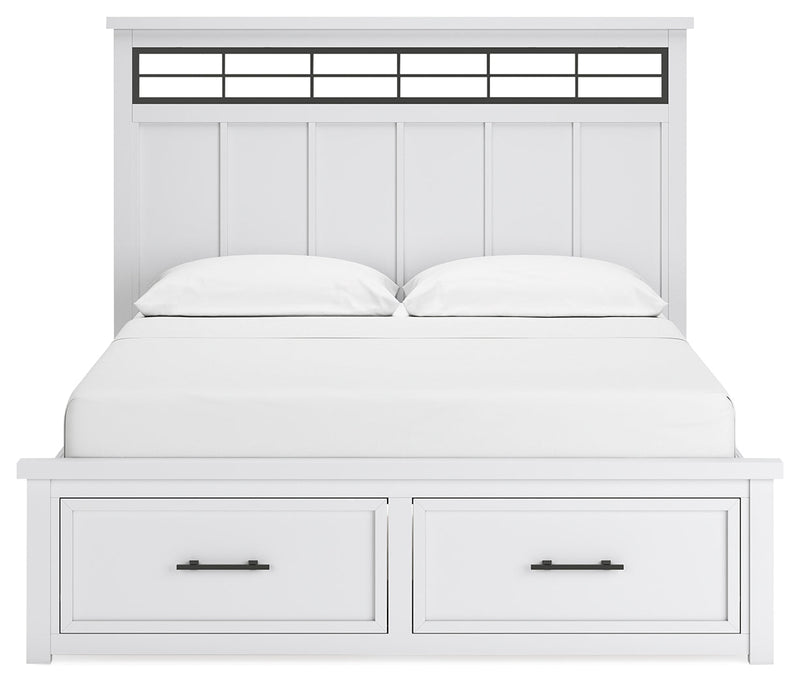 Ashbryn California King Panel Storage Bed, Dresser and Mirror in White/Natural from Ashley - Luna Furniture
