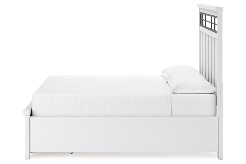 Ashbryn White/Natural California King Panel Storage Bed -  Ashley - Luna Furniture