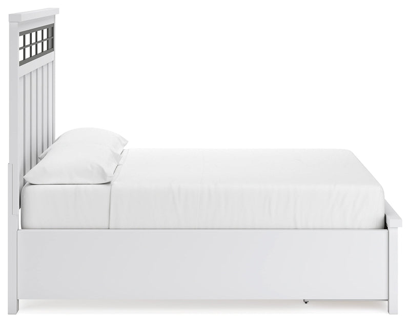 Ashbryn California King Panel Storage Bed, Dresser and Mirror in White/Natural from Ashley - Luna Furniture
