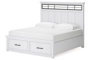 Ashbryn White/Natural King Panel Storage Bed -  Ashley - Luna Furniture