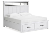 Ashbryn White/Natural King Panel Storage Bed -  Ashley - Luna Furniture