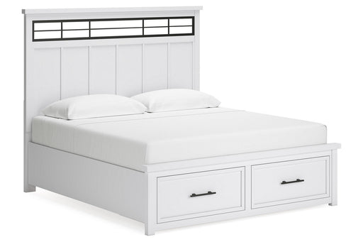 Ashbryn White/Natural King Panel Storage Bed -  Ashley - Luna Furniture