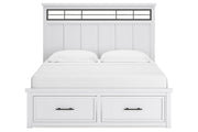 Ashbryn White/Natural King Panel Storage Bed -  Ashley - Luna Furniture
