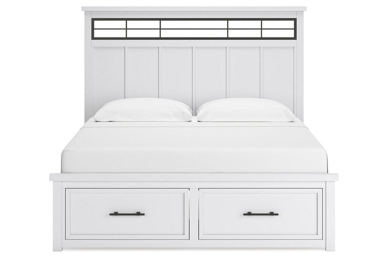 Ashbryn White/Natural King Panel Storage Bed -  Ashley - Luna Furniture