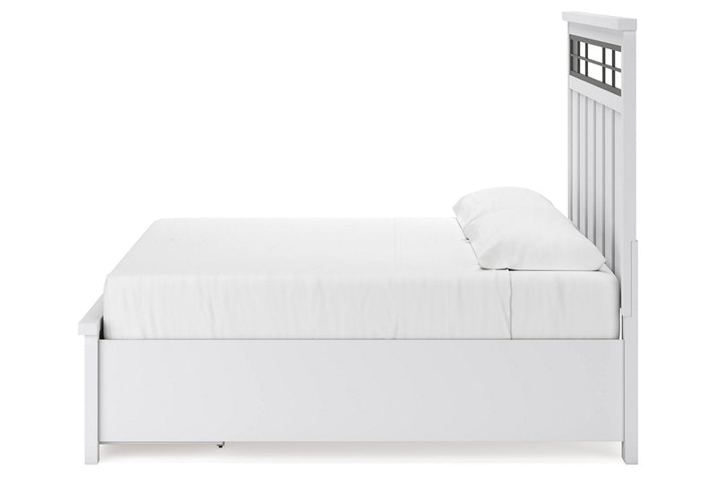 Ashbryn White/Natural King Panel Storage Bed -  Ashley - Luna Furniture