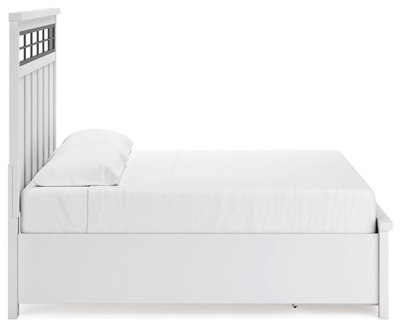 Ashbryn King Panel Storage Bed, Dresser and Mirror in White/Natural from Ashley - Luna Furniture