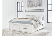 Ashbryn White/Natural California King Panel Storage Bed -  Ashley - Luna Furniture