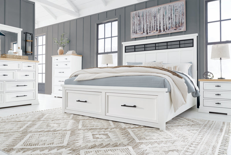 Ashbryn White/Natural Panel Storage Bedroom Set from Ashley - Luna Furniture