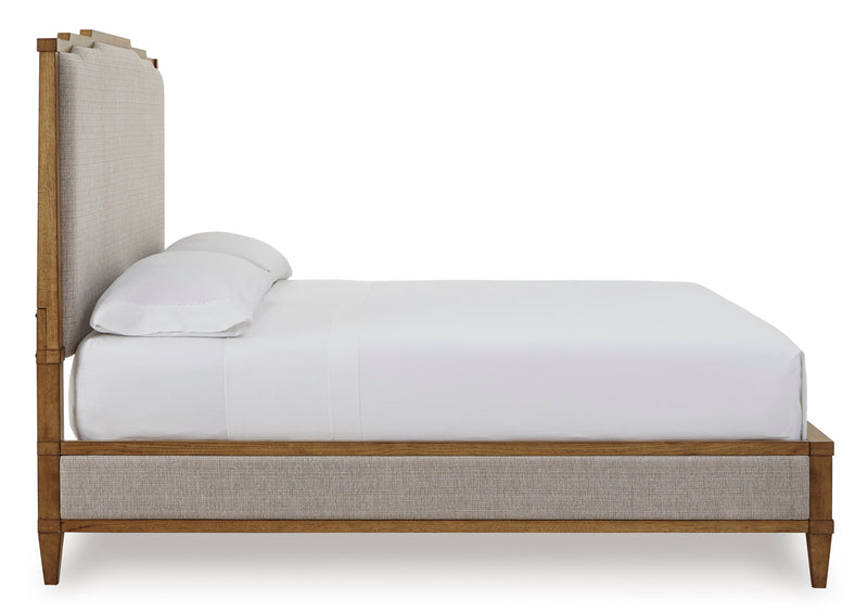 Sharlance Light Brown Queen Upholstered Panel Bed from Ashley - Luna Furniture