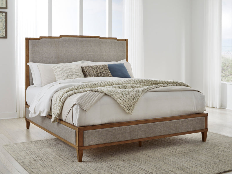 Sharlance Light Brown Queen Upholstered Panel Bed from Ashley - Luna Furniture
