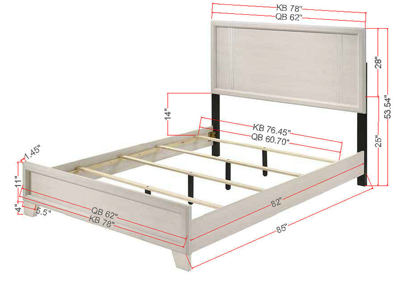 Charlie White Queen Panel Bed from Crown Mark - Luna Furniture