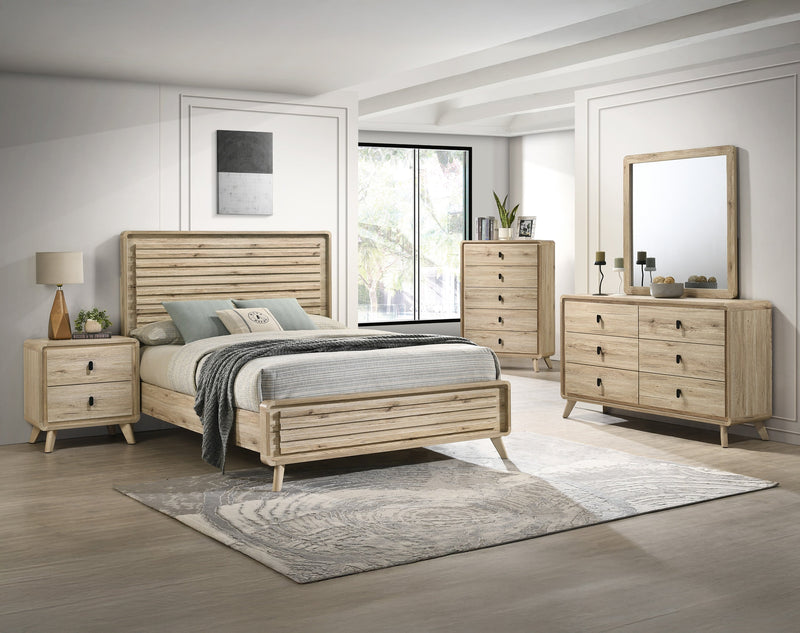 Dawson Light Wood King Panel Bed from Crown Mark - Luna Furniture