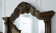 Maylee Dark Brown California King Upholstered Bed with Mirrored Dresser from Ashley - Luna Furniture