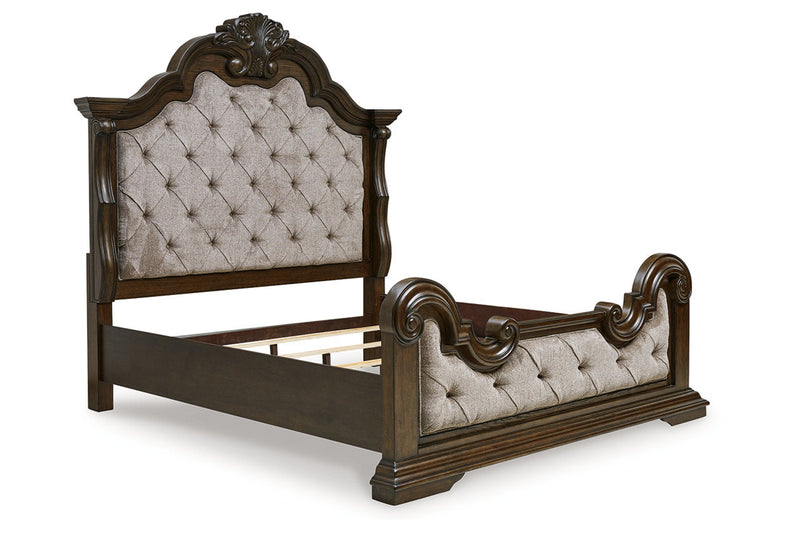Maylee Dark Brown Upholstered Bedroom Set from Ashley - Luna Furniture