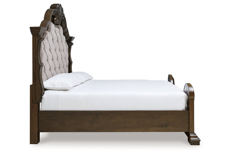 Maylee Dark Brown California King Upholstered Bed from Ashley - Luna Furniture