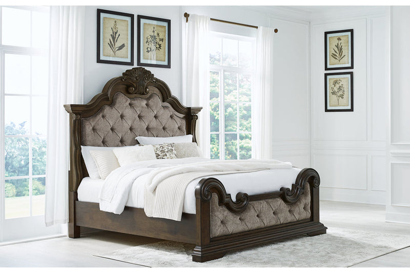 Maylee Dark Brown Upholstered Bedroom Set from Ashley - Luna Furniture