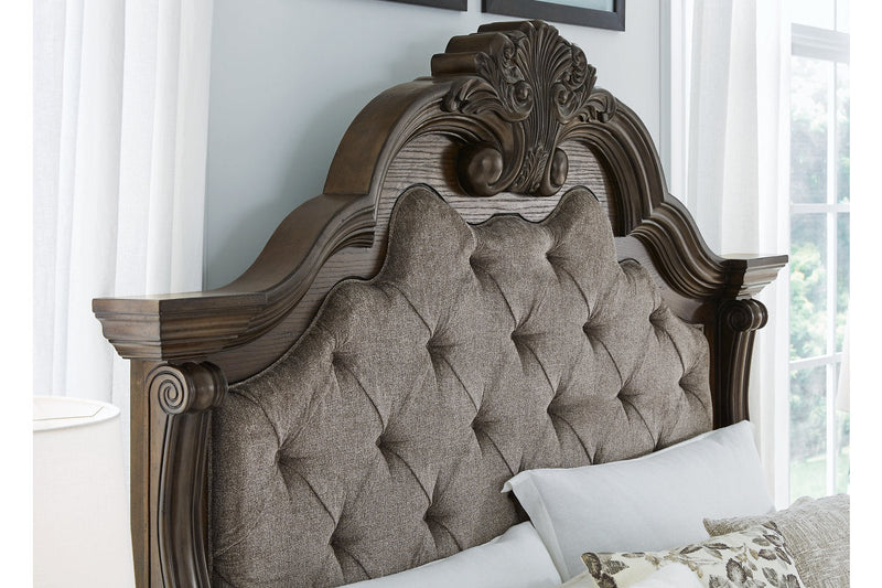 Maylee Dark Brown King Upholstered Bed from Ashley - Luna Furniture
