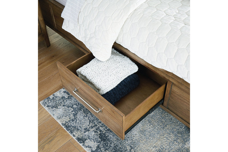 Cabalynn Light Brown California King Panel Bed with Storage from Ashley - Luna Furniture