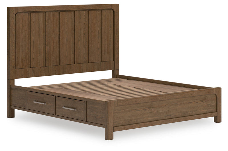 Cabalynn Light Brown California King Panel Bed with Storage from Ashley - Luna Furniture