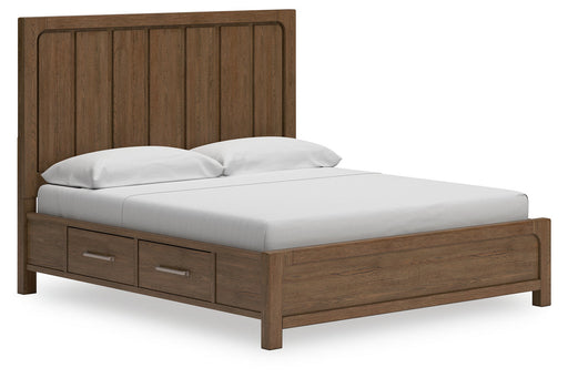 Cabalynn Light Brown California King Panel Bed with Storage from Ashley - Luna Furniture